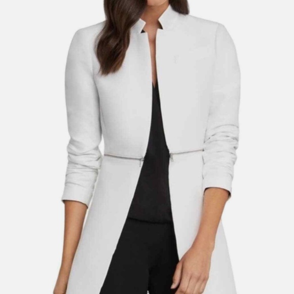 BCBG MAXAZRIA Women's Black Arelia A Line Tuxedo Blazer XXS Rare Zip Crop Coat - Picture 8 of 8